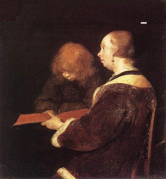 Gerard ter Borch the Younger The Reading Lesson Norge oil painting art